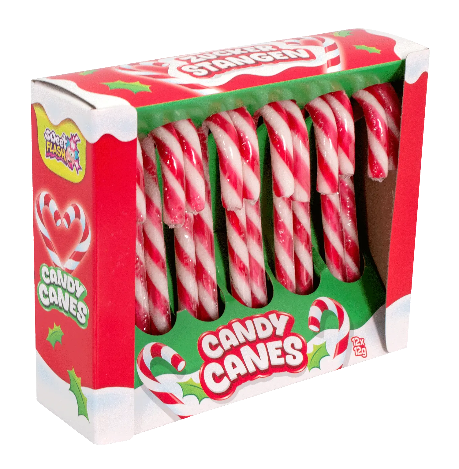Candy Canes Display Box Red‑White – présentoir x12